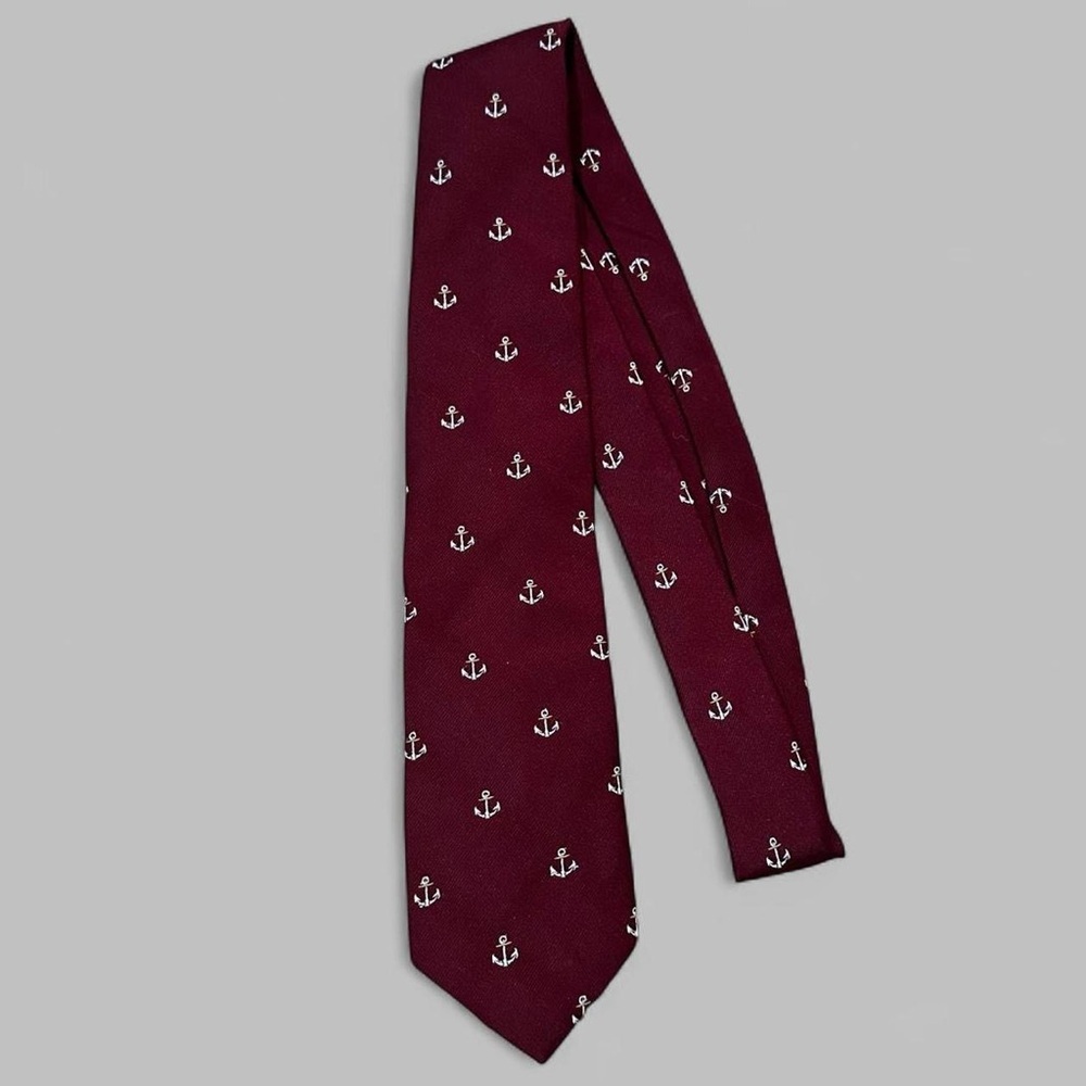 Nautical Burgundy Preppy Anchor Tie